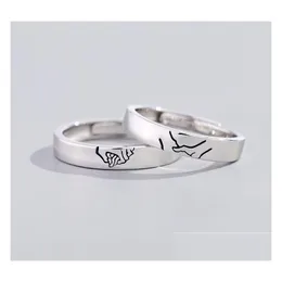 Cluster Rings Arrival Couple Sier Hold Your Hand Lovers Open Band For Friend Jewelry Gift Drop Delivery Ring Dhnkr