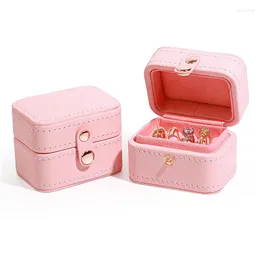 Sieraden zakjes schattig ontwerp reizen mini ring box draagbare luxe kleine sieraden opslag display kist