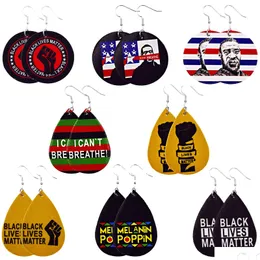 Charm Black Lives Matter Leather Earrings Design I Cant Breathe Doublesided Printing Pu Drop For Women Party Delivery Jewelry Dhjcp