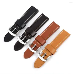 Watch Bands Handmade Cowhide Watchbands 18mm 20mm 22mm 24mm Black Brown Women Men Genuine Leather Band Strap Belt With Pin Buckle