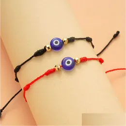 Charm armband turkiska lyckliga ondskapsblått öga för kvinnor handgjorda flätade röda svart rep 7 knutar armband smycken vänskap droppe deliv dhah0