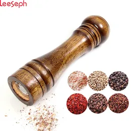 Herb Spice Tools Macina sale e pepe Macina in legno massello con robusta smerigliatrice in ceramica regolabile 5" 8" 10" Cucina di Leeseph 230609