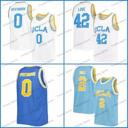 UCLA Bruins Basketbol Forması 2 Lonzo Ball 42 Kevin Love Bill Walton 0 Russell Westbrook Beyaz Mavi Dikişli Erkek Kolej Basketbol Formaları Üniversitesi