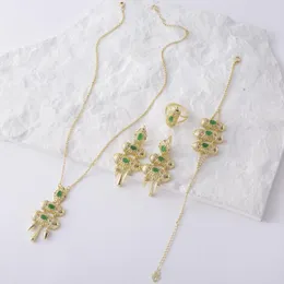 Halskette Ohrringe Set 2023 Juni Exquisiter Damenschmuck Mode Smaragd Hochzeitsaccessoires Geschenke