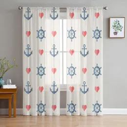 Curtain Anchors And Ship Wheels Sheer Curtains For Living Room Kids Bedroom Tulle Kitchen Window Treatment Drapes