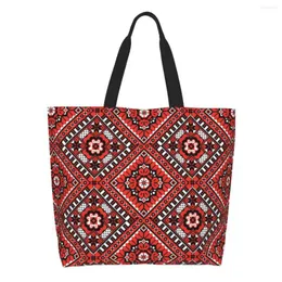 Shopping Bags Reusable Ukraine Ukrainian Embroidery Ornament Bag Women Shoulder Canvas Tote Durable Boho Grocery Shopper