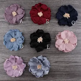 Dekorativa blommor 20st/parti 8cm 8Colors Född koreansk tyg Felt blomma för barn flickor hårtillbehör handgjorda tyg pannband