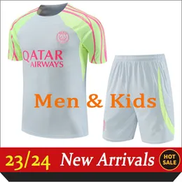 2023-24 top paris Tute Abbigliamento sportivo da uomo allenamento Tuta a maniche corte Kit tuta da calcio taglia XXS XS S colore bianco