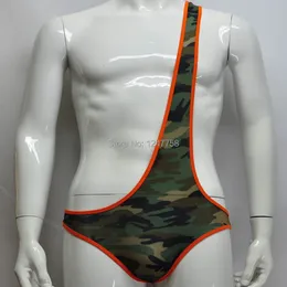 Men's Vests Men's Camouflage Underwear Wrestling Singlet One Shouder Leotard Vest 230609