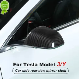 New 2Pcs/Set Real Composite Material Carbon Fiber Material Car Side Rearview Mirror Decorative Shell for Tesla Model 3 Y 2020-2021 Styling Accessories