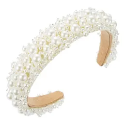 Fashion Hair Accessories For Adult Wide Side Full Pearls Paved Headband Luxurious Turban Summer Party Hairband