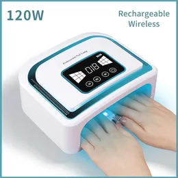 Secadores de unhas sem fio recarregável unha lâmpada uv 120 w sem fio led secadores para salão de beleza máquina de secagem para gel polonês uv cura manicure forno 230609