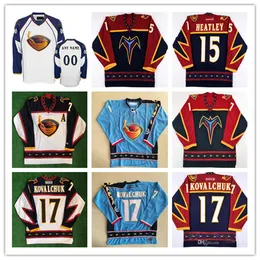 Vintage Atlanta Thrashers Jerseys 15 Dany Heatley 17 Ilya Kovalchuk Zach Bogosian Marian Hossa Kari Lehtonen Johan Hedberg Ed Blue Navy White