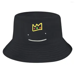 Berets Ranboo Crown Smile Unisex Bucket Hats Dream SMP Hip Hop Fishing Sun Cap Fashion Style Designed