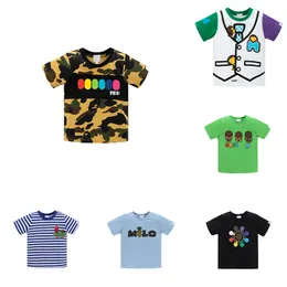 Barn t-shirt designer sommar lös haj anime tryck t-shirt camo kort ärm hög gata lös casual barn apa t-shirt