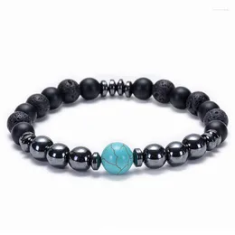 Strand Hematite And Black Matte Stone Bracelet Include Pouch Crystal Elastic Lucky Bracelets Natural Semi Precious Bead