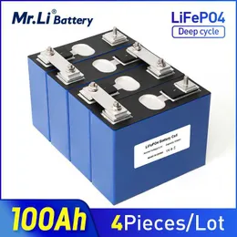 Mr.Li 4pcs 3.2V 100Ah Lifepo4 celle fai da te 12V 24V 100Ah 200Ah batteria ricaricabile lunga durata 4000 cicli adatto per energia solare