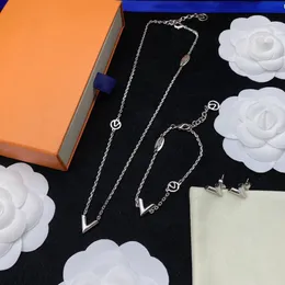 Erkek Kolyeler Tasarımcı Gümüş Kolye Takı Set Zincir Bileklik ve Küpe Metor Kolyeleri Erkek ve Kadınlar İçin Moda Takı Kutusu Düğün Hediyesi