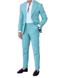 Men's Suits Mint Green Coat Trousers Men 2pcs Notched Lapel Blazer Business High-quality Men's Wedding Costume(Jacket Pants Tie)