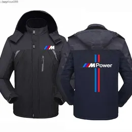 Bmw Power Winter Printing Windbreak Thick Velvet Warm Hooded Coats Dwarfproof Outdoor Water Hiking Wool Jackets Clothing