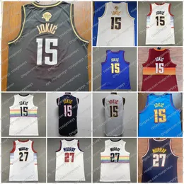 Hommes 15 27 Jokic Murray Basketball Jersey Rouge Noir Blanc Bleu Marine Rouge Home Away City 2023 Finals Maillots S-2XL