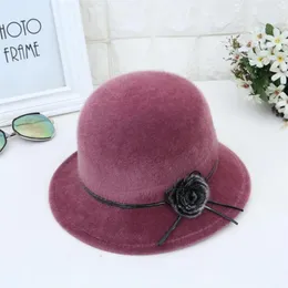2019 Winter Pom Bucket for Women Solid Imitation Wool Cloche Hats Vintage Bow Warm Bucket Hats260d