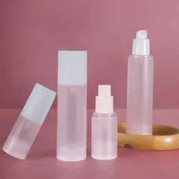 Frosted PP Plastic Airless Spray Pump Bottles with white lid for skin care serum lotion 15ml 20ml 30ml 50ml 80ml 100ml Travel size refi Kbnm