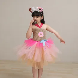 Vestidos para meninas Sweet Donut Cookie Tutu Traje para meninas Cake Smash Party Po Prop Dresses Crianças em camadas Donut Birthday Purim Outfit 230609