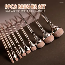 Makeup Brushes 9pcs Set Foundation Highlighter Eye Shadow Blush Powder Soft Nylon Blending Face Cosmetic Beauty Tool