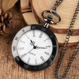 Pocket Watches Classic Roman siffror Capless Quartz Watch for Men Kvinnor Fashion White Dial Open Face Halsband Klockgåvor Reloj
