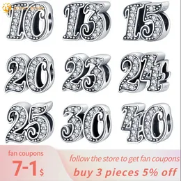 925 STERLING SILVER FOR PANDORA Charms Authentic Bead Age Number Charm Original 925 Sterling Silver CZ Number 13 Bead