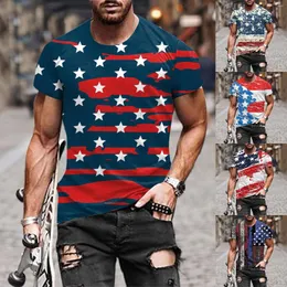 남성용 캐주얼 셔츠 T 남자 남성 미국 국기 티셔츠 애국 티 짧은 슬리브 apperal 운동 근육 magliette uomo