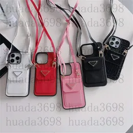 Designer Crossbody Card Wallet Phone Cases para iPhone 15 15Pro 14 13 12 11 Pro Max 14promax 13promax 14pro 13pro 12pro X XR XS Bolsa de luxo P Case com cordão