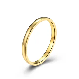 2mm Stackable Glossy Slim Line Ring Women Gold Color Minimalist Personality Jewelry Gifts