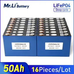 Mr.LI 16PCS 3.2V 50AH LIFEPO4 배터리 12V 24V 48V 태양 에너지 주택 전력 저장을위한 나사 터미널이있는 배터리