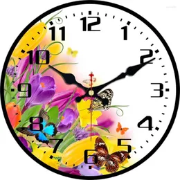 Wall Clocks Papillons Design Silent Clock For Home & Garden Living Room Office Kitchen Decor Art Large No Ticking Sound