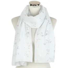 mode söt hundtryck silver hund halsduk sjalar kvinnor mjuk lång dashund djur wrap scarves hijab 3 color 3309