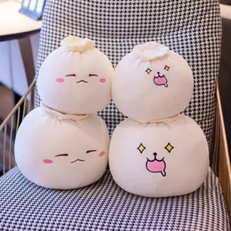 Cute and funny expression stuffed bun doll venting ball Stuffed toy food gift