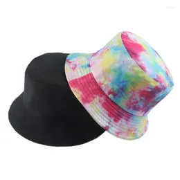 Bérets Seau Chapeaux Pour Femmes Hommes D'été Pêcheur Chapeau Réversible Soleil Protection De Pêche Caps Coloré Graffiti Tie Dye Bob Hip Hop Cap