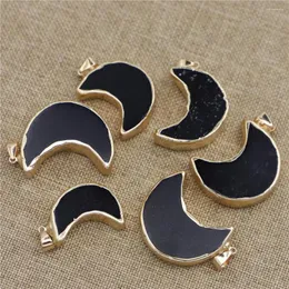 Hänge halsband mode original naturlig vacker reiki svart halvmåne turmalin symboliska diy smycken gör halsband 4pieces gratis shi