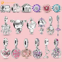925 Sterling Silver for pandora charms authentic bead Bracelets beads Pendant Cute Charm Paw Print Heart Suitcase