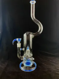 Bent neck secret white bong Smoking Pipes 18 inches in height 18 mm joint custom new design add 1 marble and 2 opals with a secret white bowl