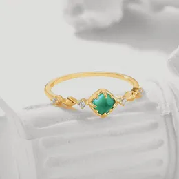 Cluster Rings Lamoon Emerald Ring Women Accessories 925 Sterling Silver Gold Plated Handmade Elegant Vintage Fine SMEEXKE RI228