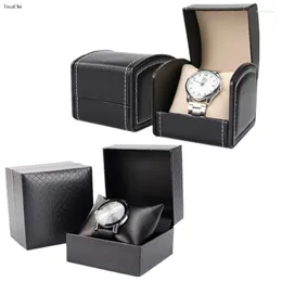 Jewelry Pouches Travel Black Pu Leather Watch Box Men's Carrying Cases Jade Bangle Clock Holders Boxes Tabletop Jewel Organizers