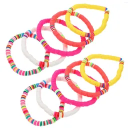 Charm Bracelets 10pcs 6mm Colorful Clay Bracelet Mixed Color Sliced Creative Stretch For Summer Beach