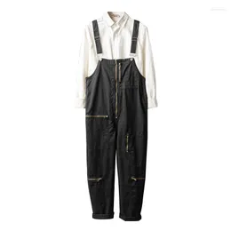 Herrbyxor 2023 Överaller herrarnas bodysuit bomull Lossa multifickan blixtlås hiphop street solid casual mode stor personlighet straig