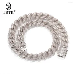 Link Bracelets TBTK 20mm 3D Cuban Chain Iced Out Gold Silver Color Hiphop Necklace With White Cubic Zinconia Trendy Charms Jewelry