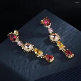 Stud Earrings WPB Premium Women's Shiny Charm Garnet Red Female Luxury Jewelry Brilliant Zircon Design Girl's Gift Party