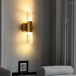Wall Lamps Modern LED Lamp Creative Gold Double Head Bubble Crystal Light Home El Restaurant Aisle Hallway Bedroom Lighting
