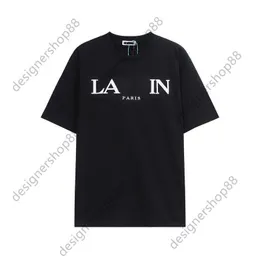 T-Shirt High Edition 2023 New Lavins Tshirt Designer High Street Street Black Short Sleeve Letterned Therped Round Dound Neck T-Shirt